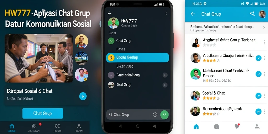 Antarmuka HW777 yang menarik dengan fitur Chat Grup yang interaktif.