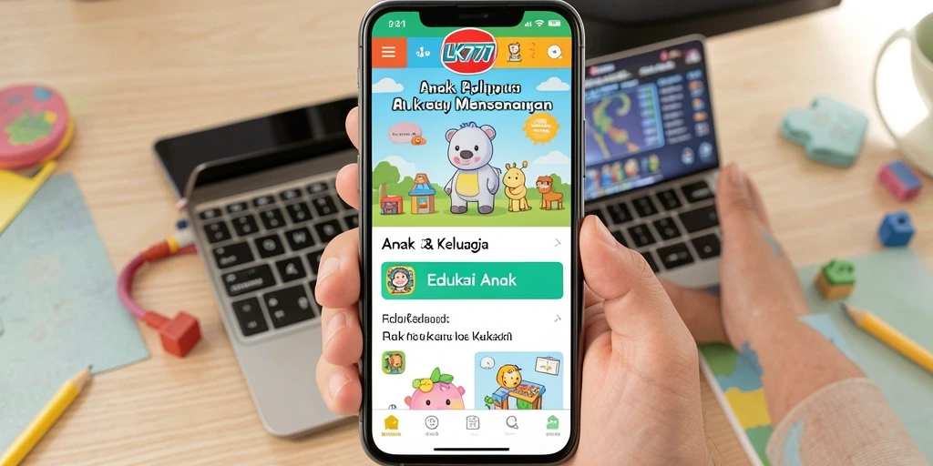 Tampilan antarmuka LK777 yang ramah anak dan edukatif.