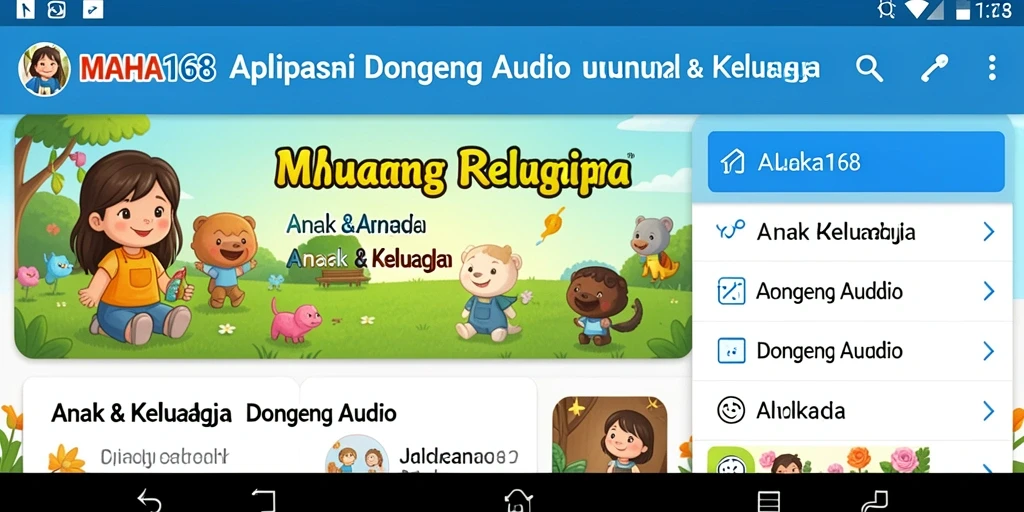 Antarmuka aplikasi MAHA168 yang menarik untuk Dongeng Audio.