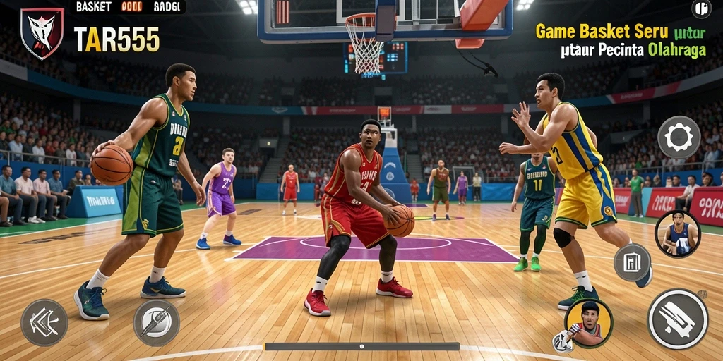 Tampilan antarmuka TAR555 dengan aksi basket yang seru.
